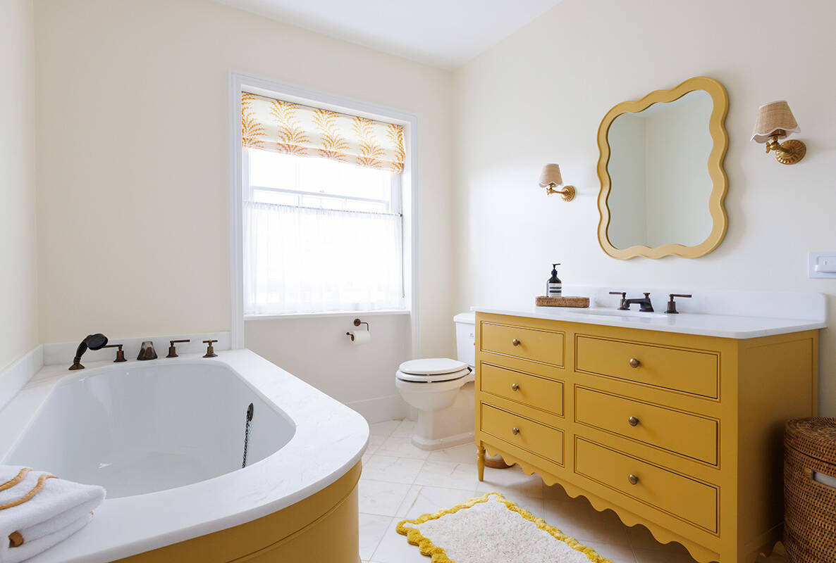 Yellow apartment bathroom