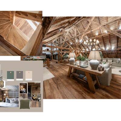 Interior design mood board to designed space