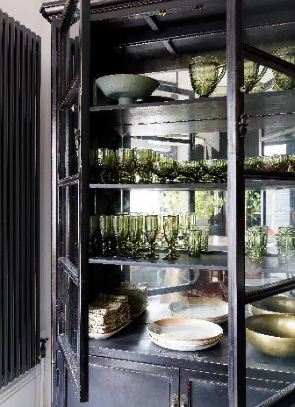 Green glass cabinet