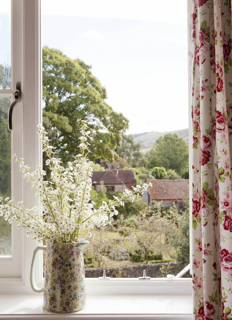 Rectory open window curtain